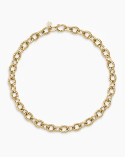 Oval Link Chain Necklace 18K Yellow Gold, 12mm