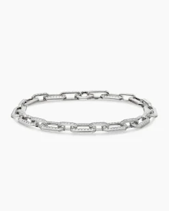 Pavé Chain Bracelet 18K White Gold with Diamonds, 7mm