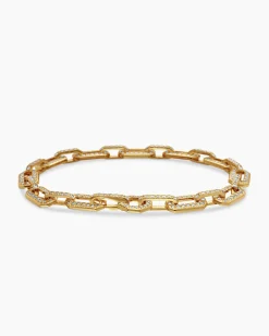 Pavé Chain Bracelet 18K Yellow Gold with Diamonds, 7mm
