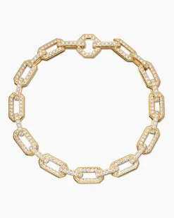 Pavé Chain Bracelet 18K Yellow Gold with Diamonds, 7mm