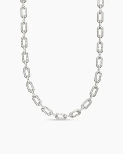 Pavé Chain Necklace 18K White Gold with Diamonds, 7mm