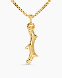 Pavé Coral Amulet 18K Yellow Gold with Diamonds, 35mm