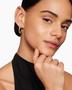 Pavé Crossover Hoop Earrings 18K Yellow Gold with Diamonds, 24mm