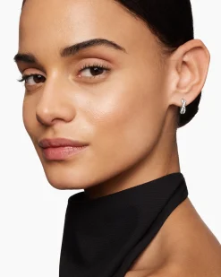 Pavé Crossover Hoop Earrings 18K White Gold with Diamonds, 12mm
