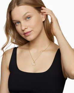 Pavé Crossover Pendant Necklace 18K Yellow Gold with Diamonds, 21mm