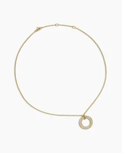 Pavé Crossover Pendant Necklace 18K Yellow Gold with Diamonds, 21mm