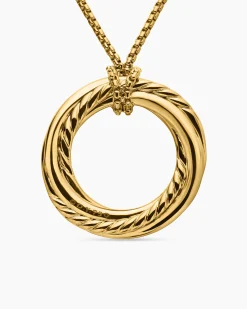 Pavé Crossover Pendant Necklace 18K Yellow Gold with Diamonds, 30mm