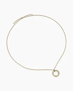 Pavé Crossover Pendant Necklace 18K Yellow Gold with Diamonds, 30mm