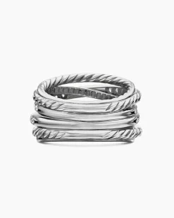 Pavé Crossover Ring 18K White Gold with Diamonds, 16mm