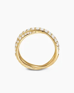 Pavé Crossover Ring 18K Yellow Gold with Diamonds, 6mm
