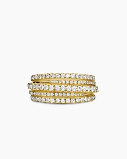 Pavé Crossover Ring 18K Yellow Gold with Diamonds, 11mm