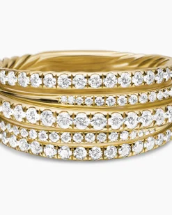 Pavé Crossover Ring 18K Yellow Gold with Diamonds, 11mm