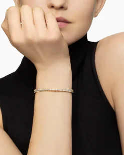 Pavé Crossover Two Row Bracelet 18K Yellow Gold with Diamonds, 5.5mm