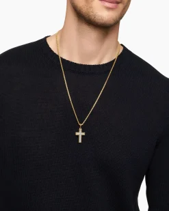 Pavé Cross Pendant 18K Yellow Gold with Diamonds, 28mm