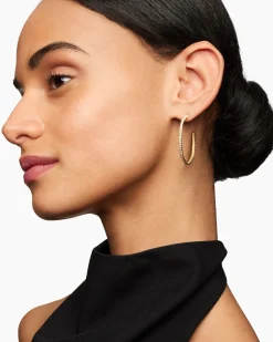 Pavé Hoop Earrings 18K Yellow Gold with Diamonds, 38mm