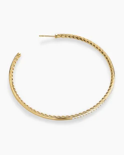 Pavé Hoop Earrings 18K Yellow Gold with Diamonds, 63.5mm