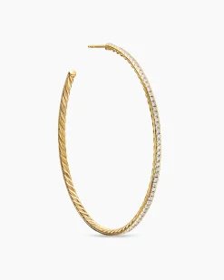 Pavé Hoop Earrings 18K Yellow Gold with Diamonds, 63.5mm