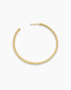 Pavé Hoop Earrings 18K Yellow Gold with Diamonds, 50.3mm