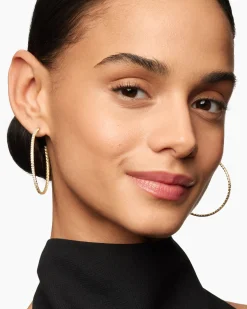 Pavé Hoop Earrings 18K Yellow Gold with Diamonds, 50.3mm
