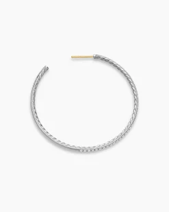 Pavé Hoop Earrings Sterling Silver with Diamonds, 50.3mm