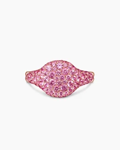Pavé Pinky Ring 18K Rose Gold with Pink Sapphires, 10mm