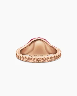 Pavé Pinky Ring 18K Rose Gold with Pink Sapphires, 10mm