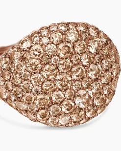 Pavé Pinky Ring 18K Rose Gold with Cognac Diamonds, 13mm