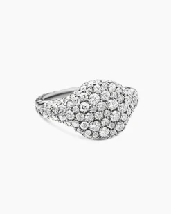 Pavé Pinky Ring 18K White Gold with Diamonds, 10mm