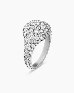 Pavé Pinky Ring 18K White Gold with Diamonds, 10mm