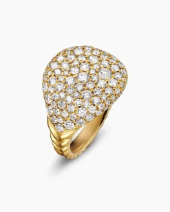 Pavé Pinky Ring 18K Yellow Gold with Diamonds, 13mm