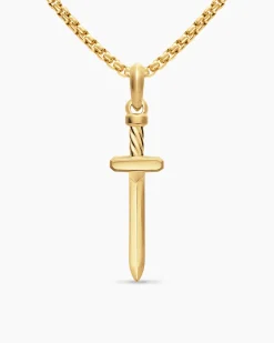 Pavé Sword Amulet 18K Yellow Gold with Diamonds, 41.3mm