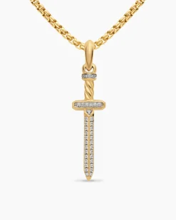 Pavé Sword Amulet 18K Yellow Gold with Diamonds, 41.3mm
