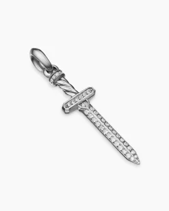 Pavé Sword Amulet Sterling Silver with Diamonds, 41.3mm