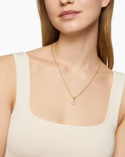 Peace Sign Amulet 18K Yellow Gold with Diamonds, 11mm
