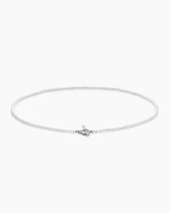 Pearl Classics Petite Toggle Necklace Sterling Silver with Diamonds, 3mm
