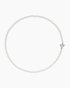 Pearl Classics Petite Toggle Necklace Sterling Silver with Diamonds, 3mm