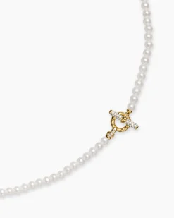 Pearl Classics Petite Toggle Necklace 18K Yellow Gold with Diamonds, 3mm
