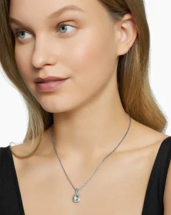 Petite Albion® Pendant Necklace Sterling Silver with Prasiolite and Diamonds, 7mm