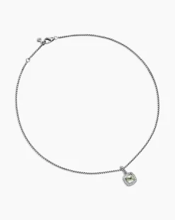 Petite Albion® Pendant Necklace Sterling Silver with Prasiolite and Diamonds, 7mm