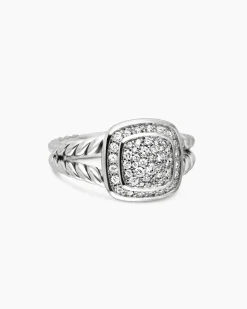 Petite Albion® Ring Sterling Silver with Pavé Diamonds, 7mm