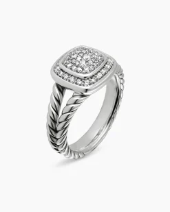 Petite Albion® Ring Sterling Silver with Pavé Diamonds, 7mm