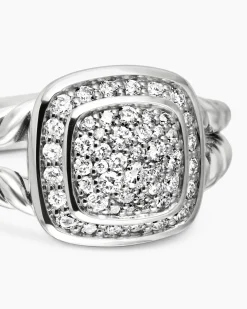 Petite Albion® Ring Sterling Silver with Pavé Diamonds, 7mm