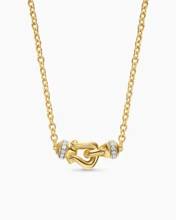 Petite Buckle Necklace 18K Yellow Gold with Diamonds, 16.3mm