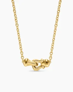 Petite Buckle Necklace 18K Yellow Gold with Diamonds, 16.3mm
