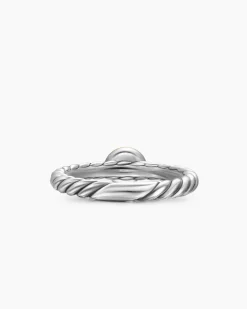 Petite Cable Ring Sterling Silver with 14K Yellow Gold and Center Diamond, 2.8mm