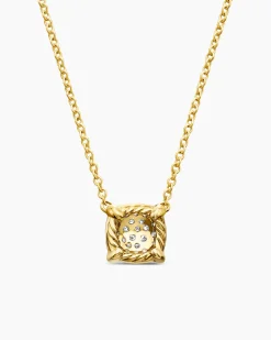 Petite Chatelaine® Pendant Necklace 18K Yellow Gold with Pavé Diamonds, 7mm