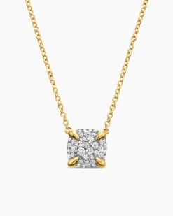 Petite Chatelaine® Pendant Necklace 18K Yellow Gold with Pavé Diamonds, 7mm