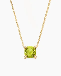 Petite Chatelaine® Pendant Necklace 18K Yellow Gold with Peridot and Diamonds, 7mm