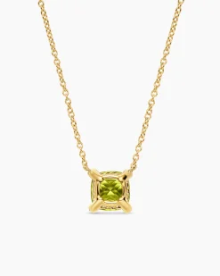 Petite Chatelaine® Pendant Necklace 18K Yellow Gold with Peridot and Diamonds, 7mm