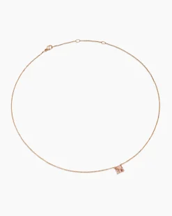 Petite Chatelaine® Pendant Necklace 18K Rose Gold with Morganite and Diamonds, 7mm